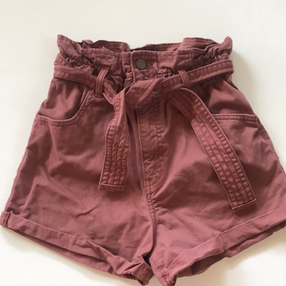 A & F Clay Paperbag High Rise Shorts XS